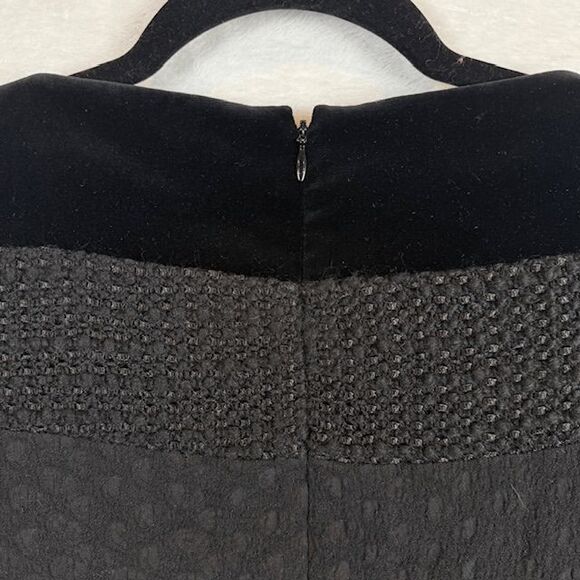 Piazza Sempione Textured Black Dress Velvet and Tweeded Back Zip Size 6 (IT 42) - Picture 4 of 16